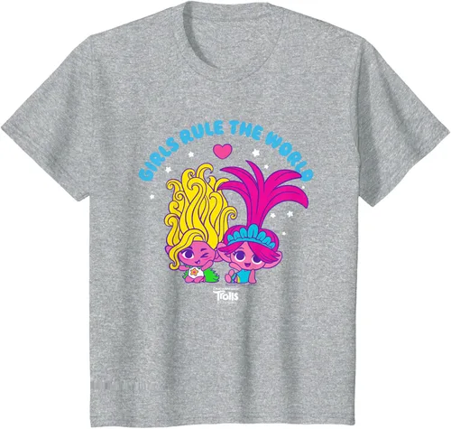 Vista 8 de DreamWorks Trolls Band Together - Camiseta para niñas con leyenda "Rule", diseño Negro