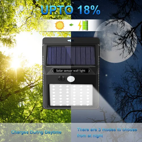 Vista 4 de Luces solares para exteriores [42 LED/3 modos de trabajo], SEZAC luces solares de seguridad con sensor de movimiento solar, inalámbricas, IP 65
