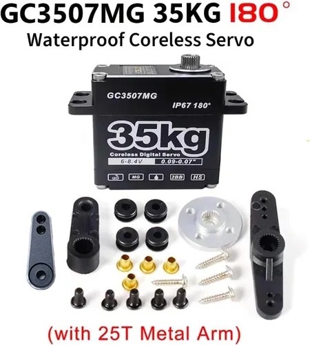 Vista 7 de GOTECK - Servo digital sin núcleo de 77.2 lbs, gran par de 8.4 V, engranaje de metal completo IP67, servo de dirección impermeable con servo bocina