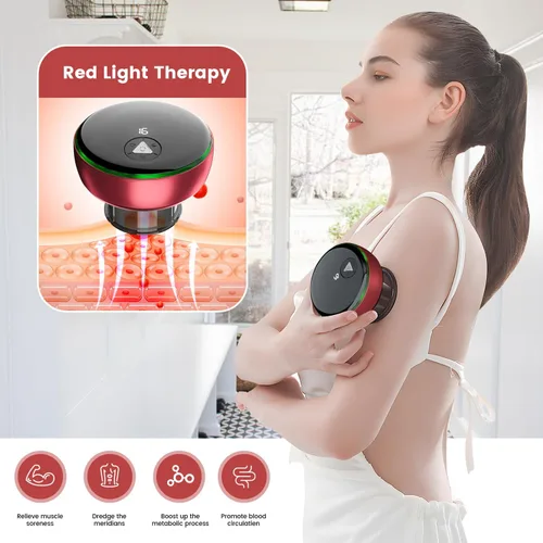Vista 5 de Juego de terapia de ventosas eléctricas inteligentes con luz roja, dispositivo inteligente de ventosas dinámicas, masajeador de celulitis 4 en 1
