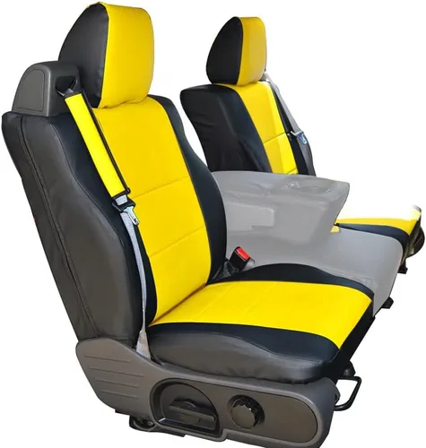 Vista 10 de Iggee Para Ford F-150 2004-2008 Tipo de cinturón de seguridad integrado Cuero artificial Personalizado Ajuste exacto 2 fundas de asiento delantero