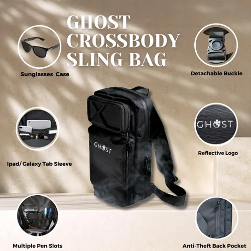 Vista 2 de Bolso cruzado para hombres y mujeres Mochila tipo bandolera, bolsa de hombro para hombre Resistente al agua Funda protectora para gafas de sol