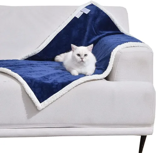 Vista 14 de Manta impermeable calmante para gatos de interior, manta suave y silenciosa de felpa para mascotas, manta gruesa de piel sintética de 500 GSM