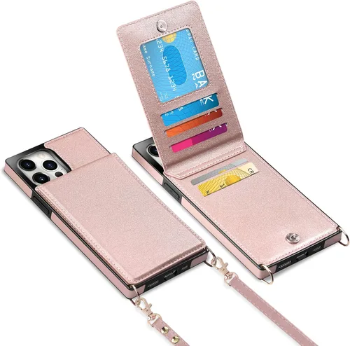 Vista 27 de Vofolen - Funda tipo cartera para iPhone 11 con tarjetero y bloqueo RFID, color negro Crossbody Adjustable Strap Purse Magnetic Clasp Heavy Duty