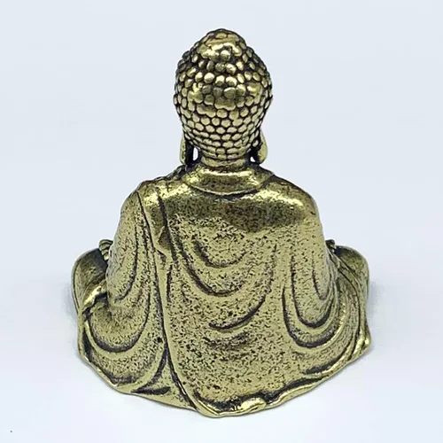 Vista 4 de Estatua de Buda Shakyamuni de meditación de latón, escultura de Tathagata hecha a mano, figuras de Feng Shui, creyentes budistas, adornos