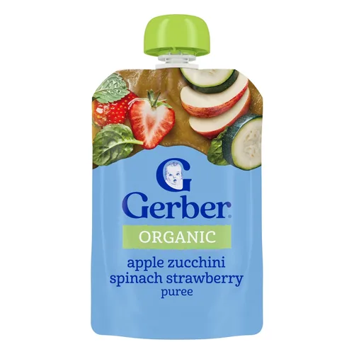 Vista 16 de Gerber Alimento orgánico para bebés de manzana, arándano y espinacas, bolsa de 3.5 onzas