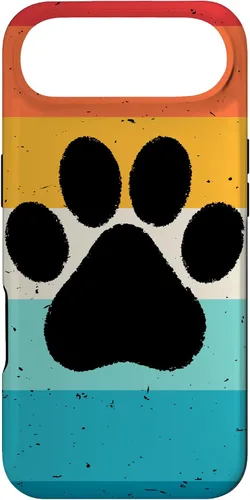 Vista 27 de iPhone 16 Gato Perro Paw Print en estilo retro Vintage Case