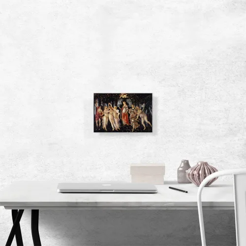 Vista 2 de ARTCANVAS Sandro Botticelli - Lienzo decorativo de la alegoría de la primavera de 1482 de La Primavera de 1482 con marco estirado, póster con imagen