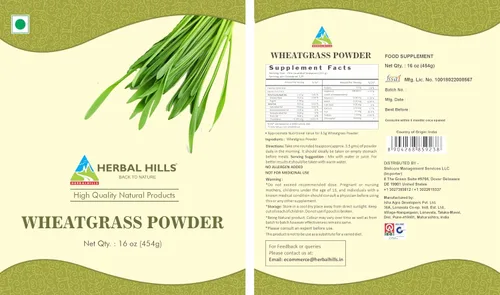 Vista 3 de HERBAL HILLS Wheatgrass Powder 16 Oz (454 g) Hierba de trigo verde Suplemento a base de hierbas en polvo