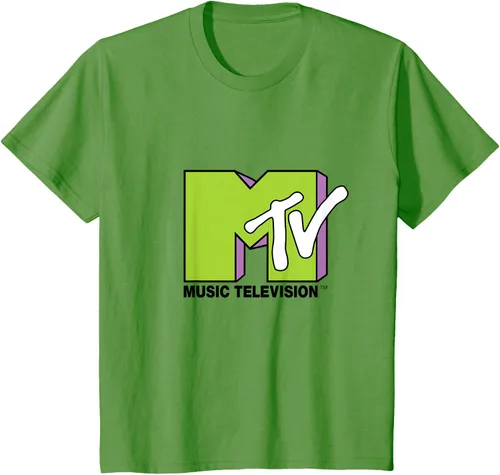 Vista 86 de Camiseta de tratamiento de relleno con logotipo MTV verde lima y morado, Negro, S Azul Marino