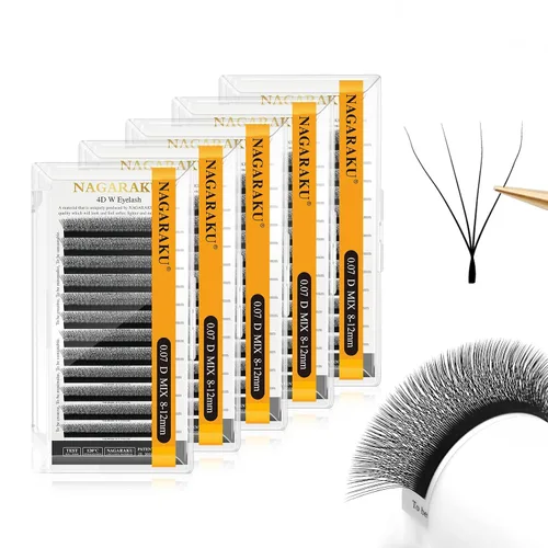 Vista 242 de NAGARAKU Extensiones de pestañas prefabricadas en abanico 3D W 0.05 C 0.315 0.05-C 3D W