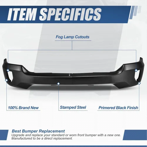 Vista 2 de Auto Dynasty Barra frontal para parachoques compatible con Chevy Silverado 1500 2016 2017 2018, Silverado 1500 LD 2019, con recortes para luces Negro
