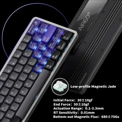 Vista 6 de nuphy Air60 HE Wired Magnetic Gaming Keyboard,61 Keys Rapid Trigger,60% Compact,Actuation Point Adjustable, 8K Hz Polling Rate,Hall Effect Keyboard