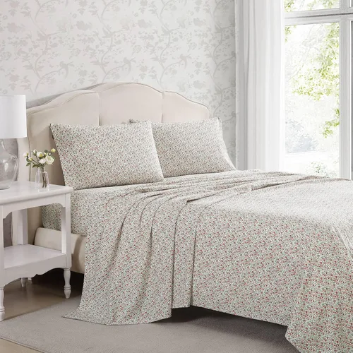 Vista 2 de Laura Ashley - Sábanas King, Juego de Ropa de Cama de Percal de Algodón, Ligero y Transpirable para el Hogar (Emogene Naranja Quemado, King)