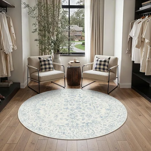 Vista 131 de PureCozy Alfombra de área beige de 2 x 3 pulgadas, lavable, vintage, pequeña, para entrada, cocina, suave, retro, floral, de pelo bajo, tapete