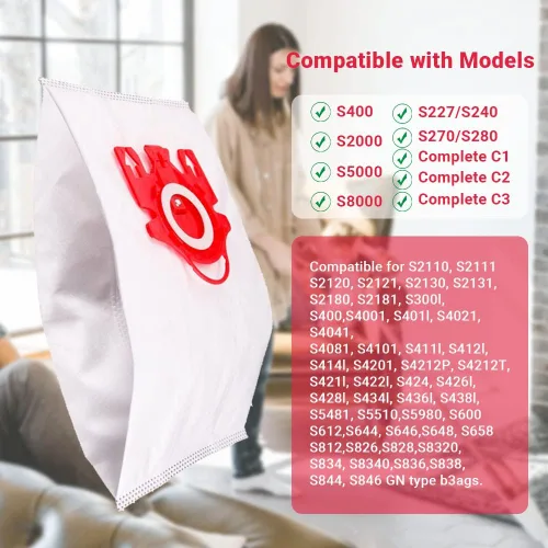 Vista 3 de Hongfa Bolsas para aspiradora Miele tipo FJM, 15 paquetes AirClean 3D Efficiency Bolsa de polvo compatible con aspiradora Miele Compact C2 Compact