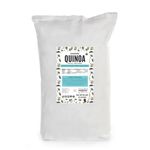 Vista 6 de CEREAUSLY Quinoa tricolor orgánica a granel 4 libras Restaurantes Venta al por mayor boliviana Royal Sin OMG Kosher Sin gluten