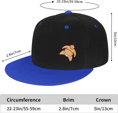 Vista 3 de Japanese Sumo Adult Flat Brim Contrast Hip Hop Hat Flat Brim Baseball Adjustable Snapback Trucker Cap