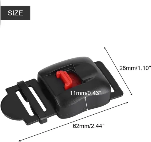 Vista 3 de 5 unids motocicleta cascos velocidad clip barbilla correa liberación rápida desconexión hebilla plástico metal motocicleta casco hebilla negro rojo
