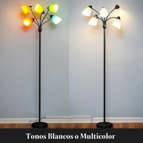 Vista 5 de Brightech Medusa - Lámpara de pie LED. Lámpara de pie ajustable con múltiples cabezales para sala de estar, dormitorio o habitación de los niños.