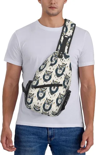 Vista 7 de Small Crossbody Bags for Women Men - Vintage Tribal Style Owl Print Adjustable Shoulder Bag Fanny Packs Belt Sling Bag Crossbody Purses Backpack for