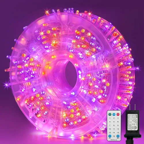 Vista 26 de Guirnalda de 100 luces LED de Pascua de 33 pies enchufables, multicolor pastel, 16 modos de luces parpadeantes, guirnalda de luces impermeables