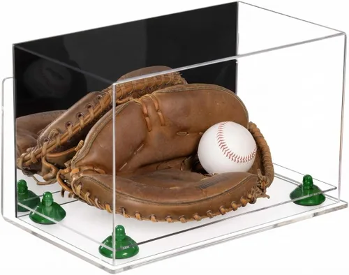Vista 63 de Better Display Cases Vitrina de guantes de béisbol de acrílico transparente con elevadores negros (A011/V16)
