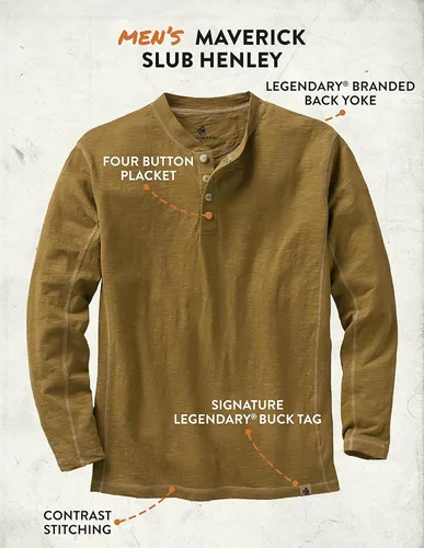 Vista 4 de Legendary Whitetails - Camiseta estilo Henley de Maverick Slub para hombre