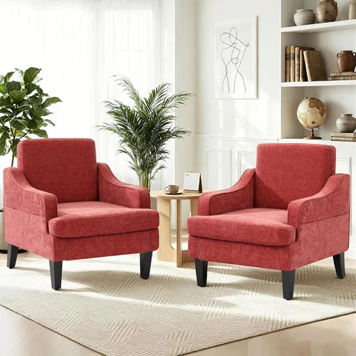 Vista 19 de Silla decorativa para sala de estar, sillón de mediados de siglo, sillas de sala de estar, silla de lectura tapizada para dormitorio, sofá Beige