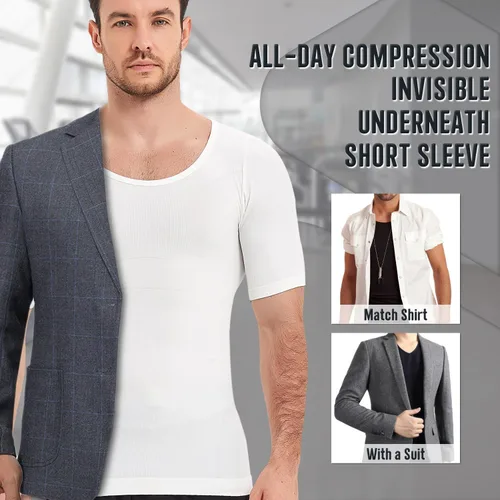 Vista 9 de Camisa adelgazante para hombre, ginecomastia para hombre, manga corta de compresión, chaleco de Moobs