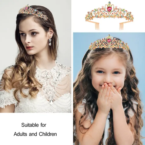 Vista 3 de Tiara de cumpleaños para niñas, corona de princesa con banda de cumpleaños, diadema de cumpleaños, coronas de cumpleaños para mujeres, tiaras