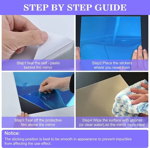 Vista 4 de YVPSI 12 azulejos de espejo acrílicos autoadhesivos de 8 x 6 pulgadas, pequeños espejos sin marco, hojas de espejo flexibles, calcomanías de pared
