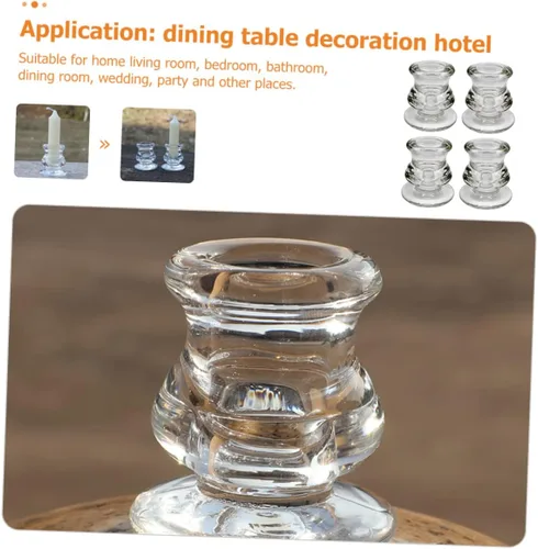 Vista 5 de Housoutil Juego de portavelas de cristal con base ponderada para decoración y eventos