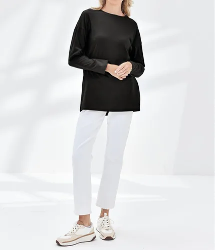 Vista 52 de Fisoew Camisetas de manga larga para mujer, holgadas, casuales, con cuello redondo, blusa suave