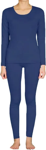 Vista 6 de 9M Ropa interior térmica de forro polar ultra suave para mujer, conjunto de parte superior e inferior de capa base Negro