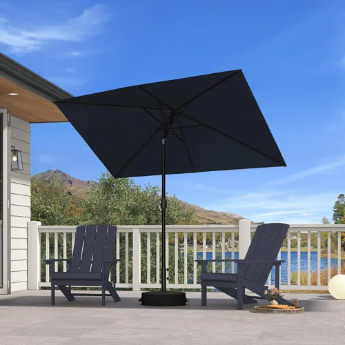 Vista 38 de PURPLE LEAF Sombrilla LED para patio y piscina, 5 x 8 pies, con base para Beige