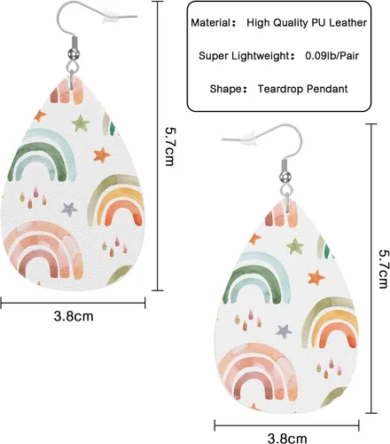 Vista 2 de Vosach Aretes de cuero sintético de moda con diseño de unicornio de príncipe de unicornio, pestañas de lágrima de boda, joyería para mujeres y niñas