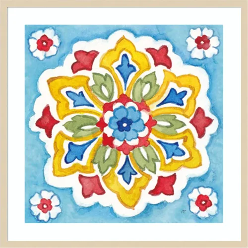 Vista 7 de Amanti Art Lienzo enmarcado para pared, 21 x 21 pulgadas, diseño de azulejos turcos IV de Cynthia Coulter, póster enmarcado para decoración