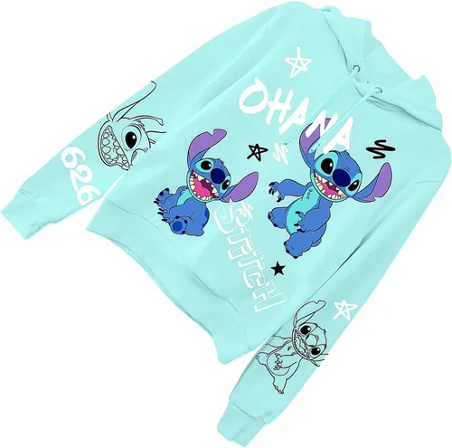 Vista 4 de Disney Sudadera con capucha Lilo and Stitch para mujer, diseño clásico de Lilo y Stitch