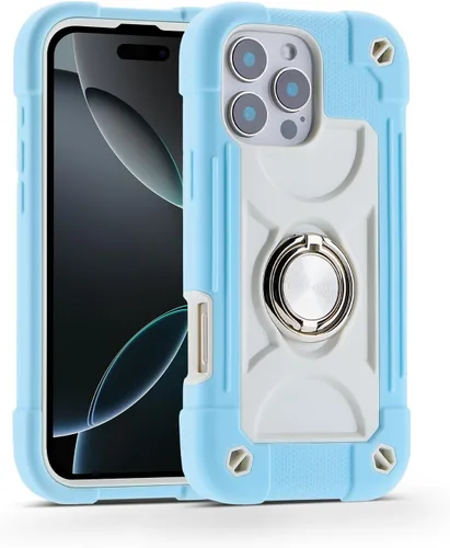 Vista 22 de MARKILL Funda compatible con iPhone 14 Pro de 6.1 pulgadas con soporte de anillo integrado, protección contra caídas de grado militar, carcasa Palta