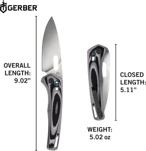 Vista 2 de Gerber Sumo EDC - Cuchillo de bolsillo plegable, borde liso, supervivencia de campamento, azul cian Compact EDC folding knife, plain edge blade