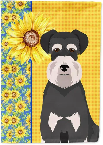 Vista 187 de Caroline's Treasures WDK5313GF Bandera de jardín con diseño de girasoles de verano, color negro y tostado, Airedale Terrier para buzón, bandera