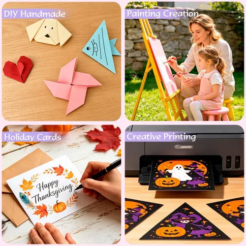 Vista 4 de 40 hojas de cartulina negra de 8.5 x 11 pulgadas, hojas de cartulina pesadas, papel de invitación en blanco, tarjetas de felicitación imprimibles