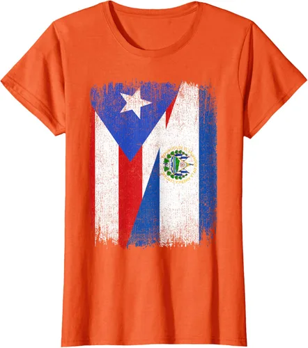 Vista 43 de Camiseta Half Puerto Rico El Salvador Flag Orgullo Salvadoreño Roots