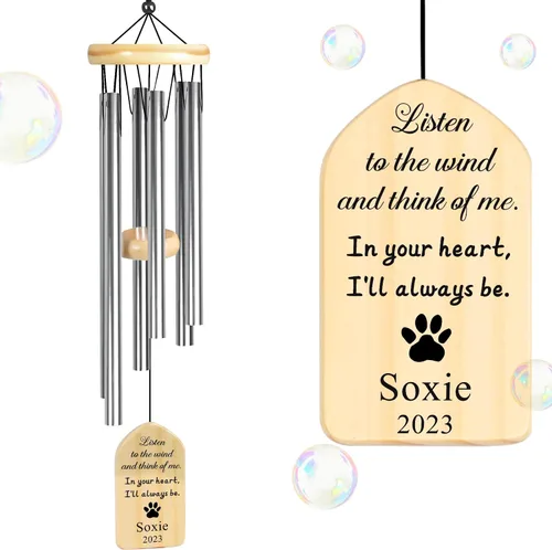 Vista 28 de Jocidea - Campanillas de viento personalizadas para gatos en memoria de gato, regalo por pérdida de gato, regalo de condolencia de mascota, regalo