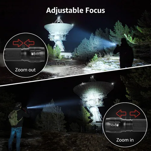 Vista 3 de Linternas LED de alto lúmenes, linterna pequeña, impermeable, luz de flash de enfoque ajustable para exteriores, emergencia, accesorios tácticos