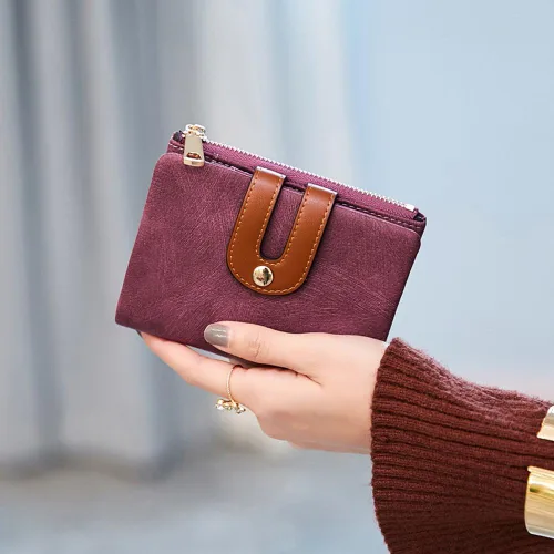 Vista 12 de AOXONEL Cartera pequeña de cuero plegable Rfid para mujer, con cremallera, bolsillo para tarjeta de identificación, delgada, compacta y delgada