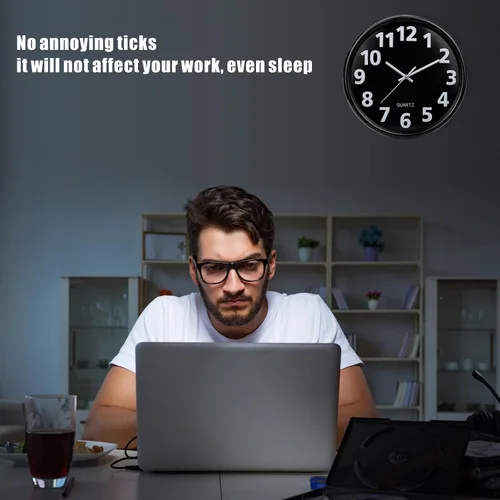 Vista 5 de Plumeet - Reloj de pared de 12 pulgadas, relojes de pared silenciosos, funciona con pilas, de cuarzo sin tictac, estilo moderno, adecuado