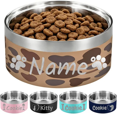 Vista 14 de Custom Dog Bowl Personalized Dog Bowls with Name Stainless Steel Non-Slip Negro