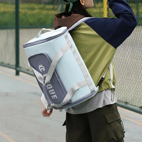 Vista 7 de Bolsa deportiva de gimnasio para hombres y mujeres con compartimento para zapatos, bolsa de viaje de viaje, mochilas para pasar la noche